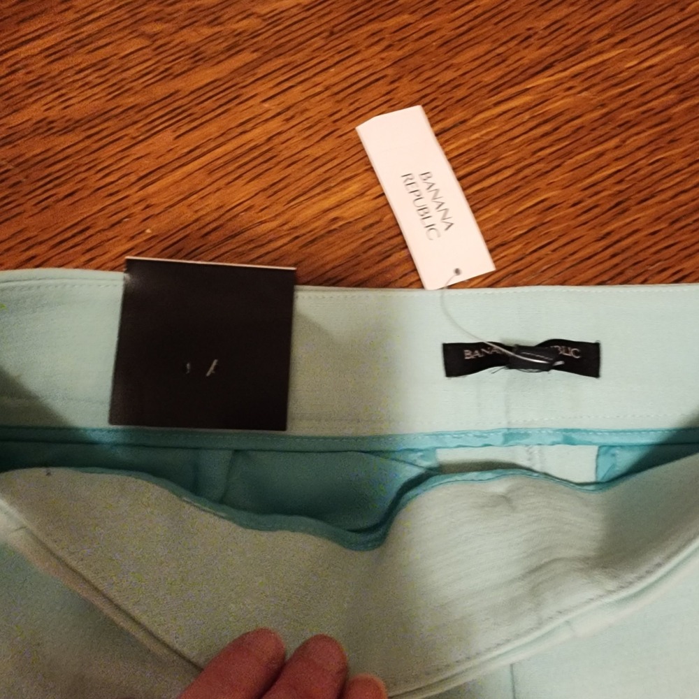 Banana Republic Shorts Women's 10 Mint Green Flat Front Pockets Side Zip Resort - Picture 3 of 8